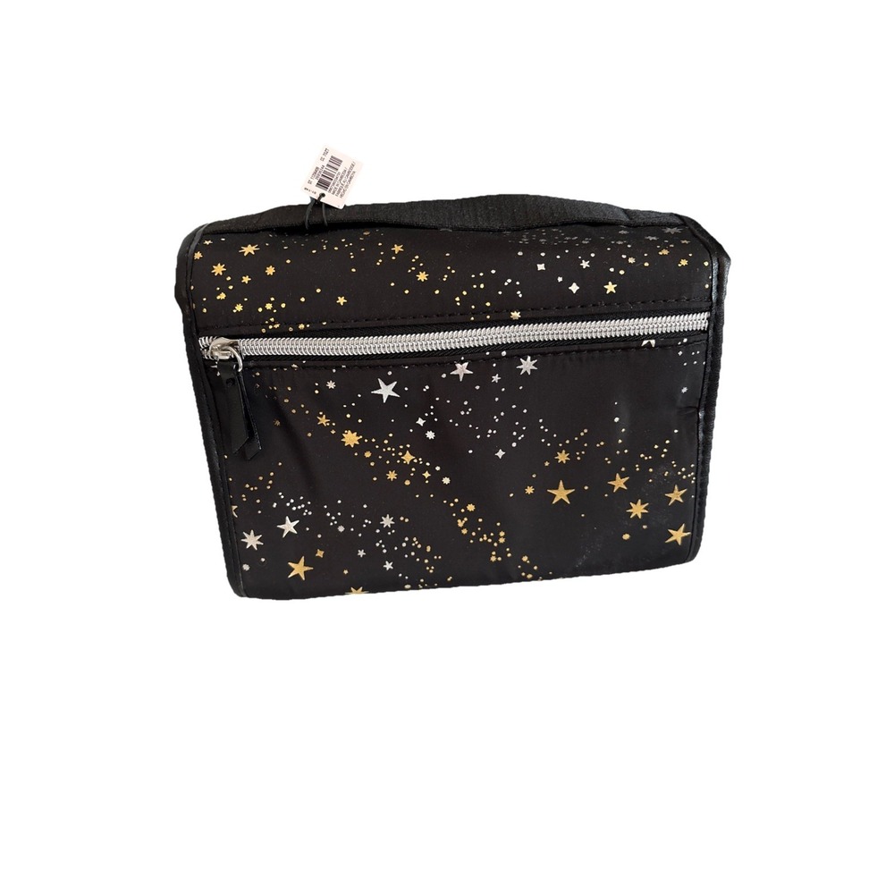 Victoria's Secret Hanging Toiletry Bag Black Celestial Star Gold Silver Travel - Picture 2 of 8